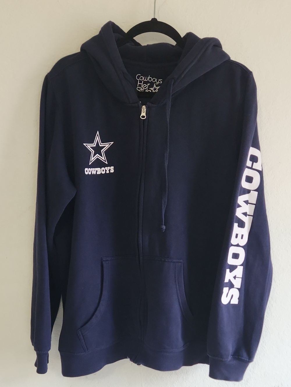 Dallas Cowboys Her Style Full Zip Hoodie Sweatshirt Navy Blue Women's XL